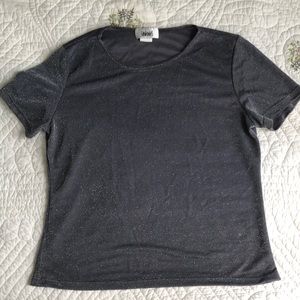 Gray/Silver Semi-mesh Glitter Top